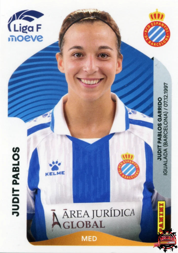 Cromo Trading Card Fútbol-Judit Pablos-RCD Espanyol-Panini Liga F Moeve 2025-2026-197 B -Basico