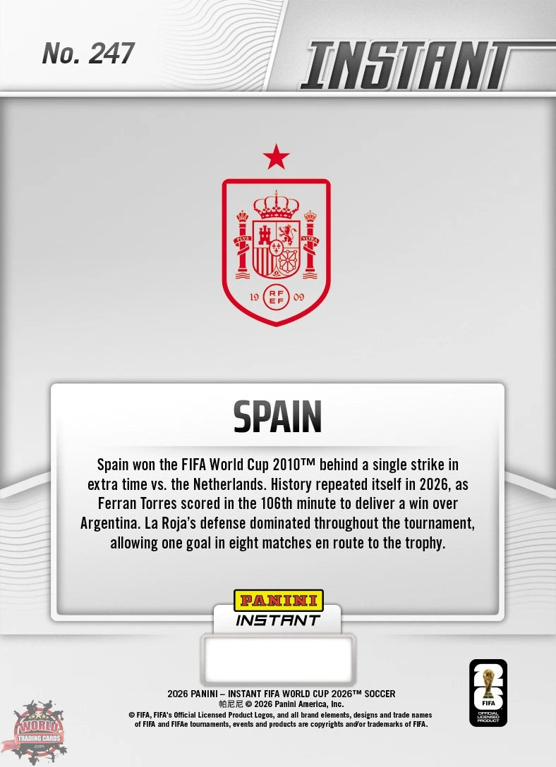 PIWC247 | Panini | FIFA World Cup | 2026 | PANINI INSTANT | España | Base | Exclusive USA | Limited Editions | PREORDEN | ENVÍO 40 días aproximadamente desde la fecha de compra.