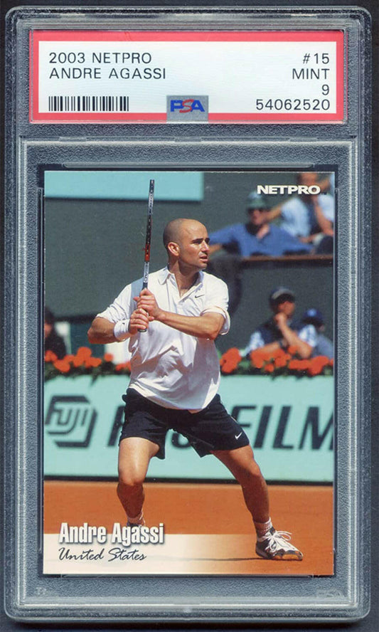 Andre Agassi - 2003 - Netpro - #15 - Rookie - PSA 9 - World Trading Cards - Tennis Card - Chrome Graded