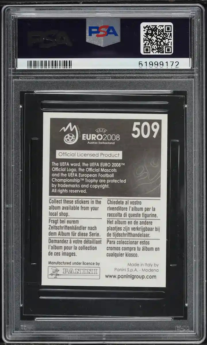 2008 Panini UEFA Euro Sticker Cristiano Ronaldo #509 PSA 6 EXMT