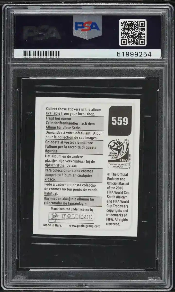 2010 Panini South Africa FIFA World Cup Sticker Cristiano Ronaldo #559 PSA 8
