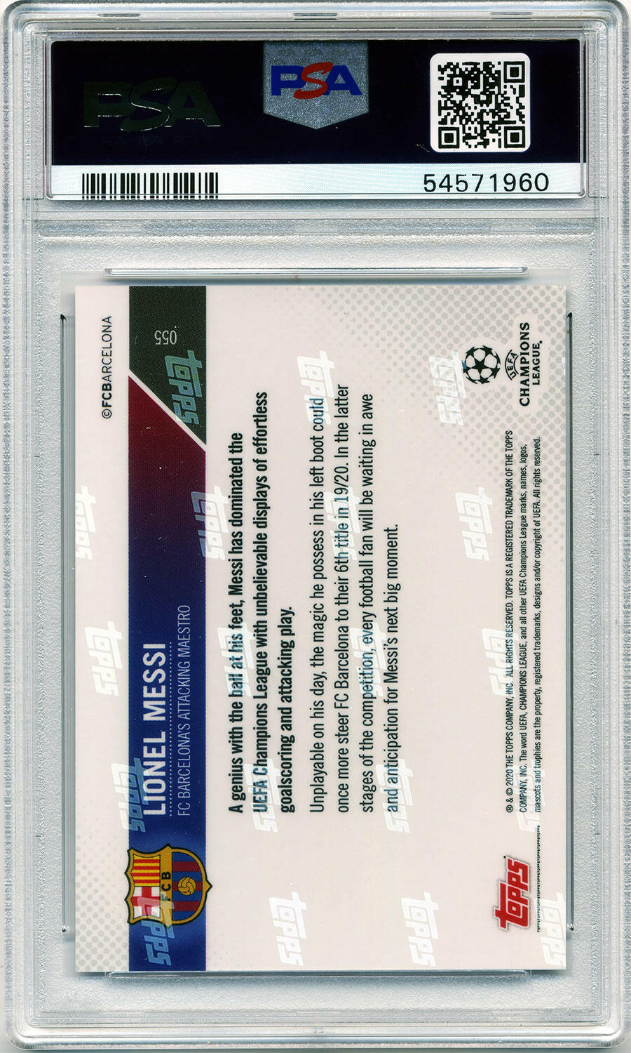 Lionel Messi - 2019 - Topps Now UCL - #55 - Barcelona - PSA 10 - World Trading Cards - Football Card - Graded Trading Card