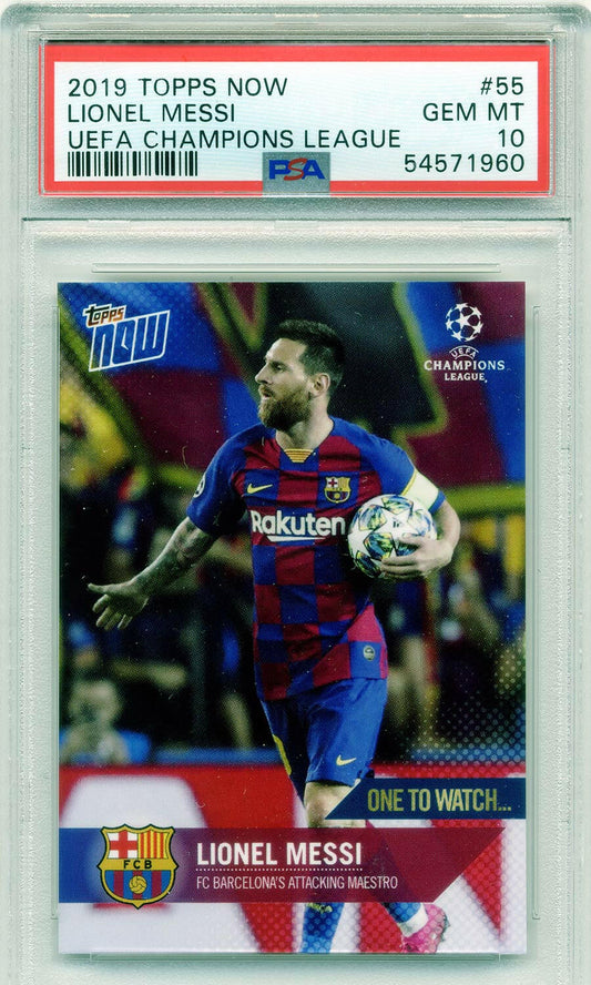 Lionel Messi - 2019 - Topps Now UCL - #55 - Barcelona - PSA 10 - World Trading Cards - Football Card - Graded Trading Card
