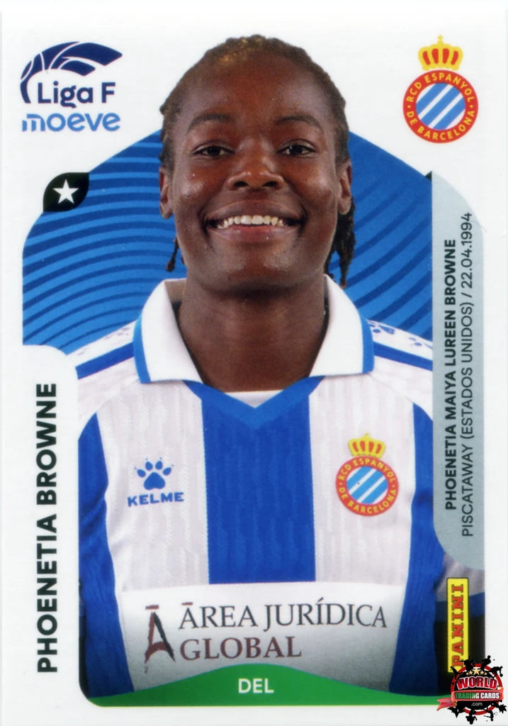 Cromo Trading Card Fútbol-Phoenetia Browne-RCD Espanyol-Panini Liga F Moeve 2025-2026-201 B -Basico