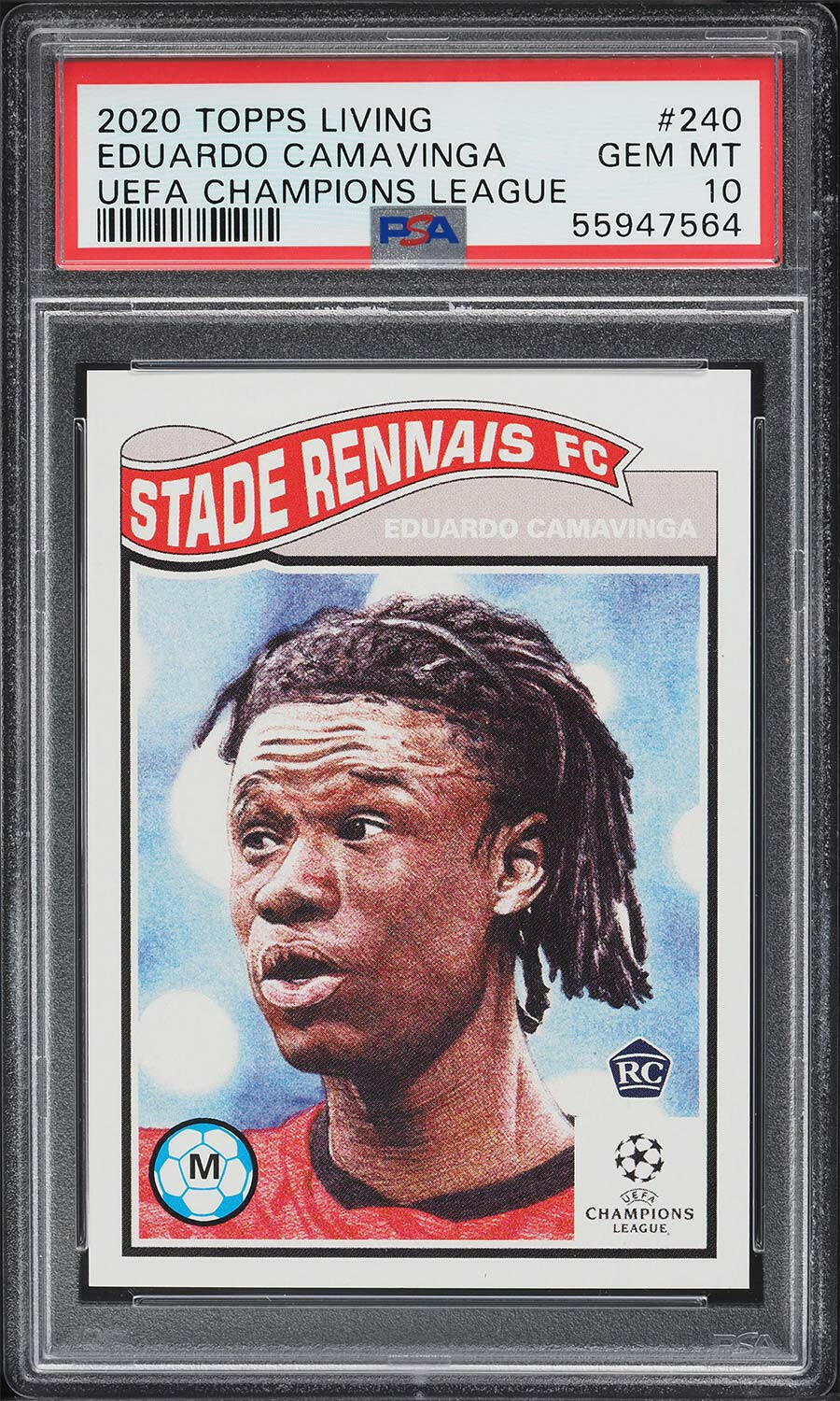 Eduardo Camavinga - 2020 - Topps Living Set UCL - #240 - Rookie - PSA 10 - World Trading Cards - Football Card - Chrome Graded