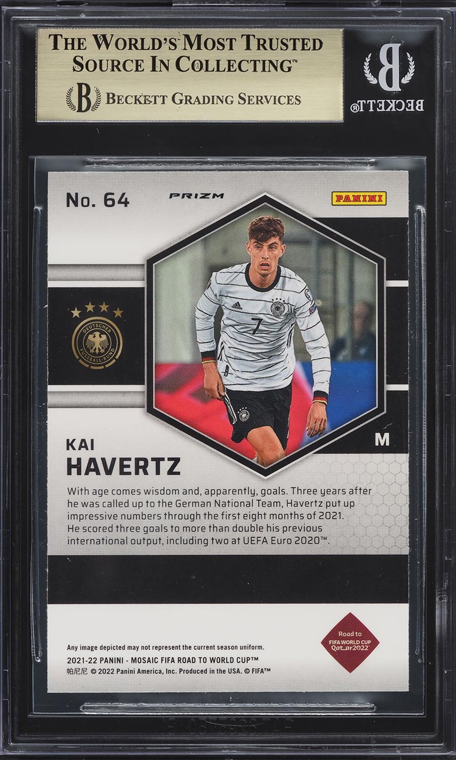 Kai Havertz - 2021 / 2022 - Panini Mosaic - Road to the Fifa WC Qatar - #64 - Mosaic Reactive Purple - Inglaterra - BGS 9.5 - World Trading Cards - Tarjeta Fútbol - Cromo Graded