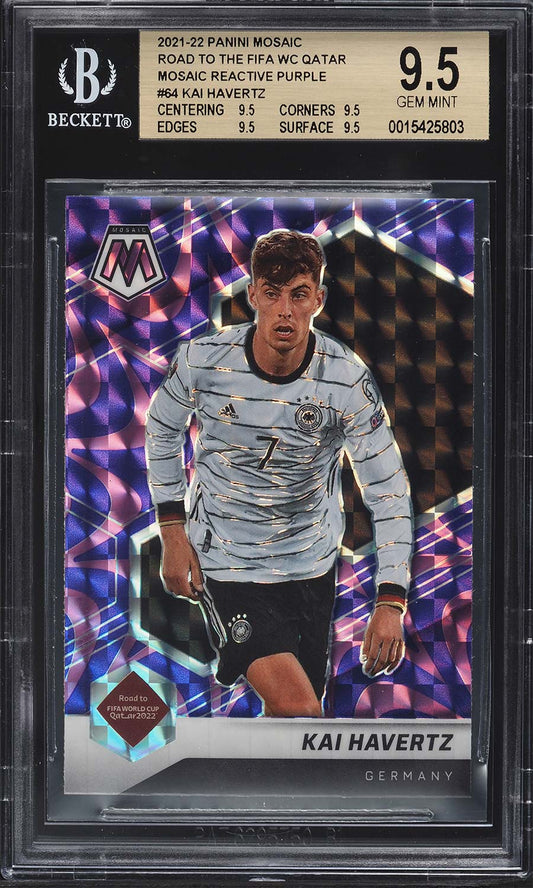 Kai Havertz - 2021 / 2022 - Panini Mosaic - Road to the Fifa WC Qatar - #64 - Mosaic Reactive Purple - England - BGS 9.5 - World Trading Cards - Football Card - Chrome Graded