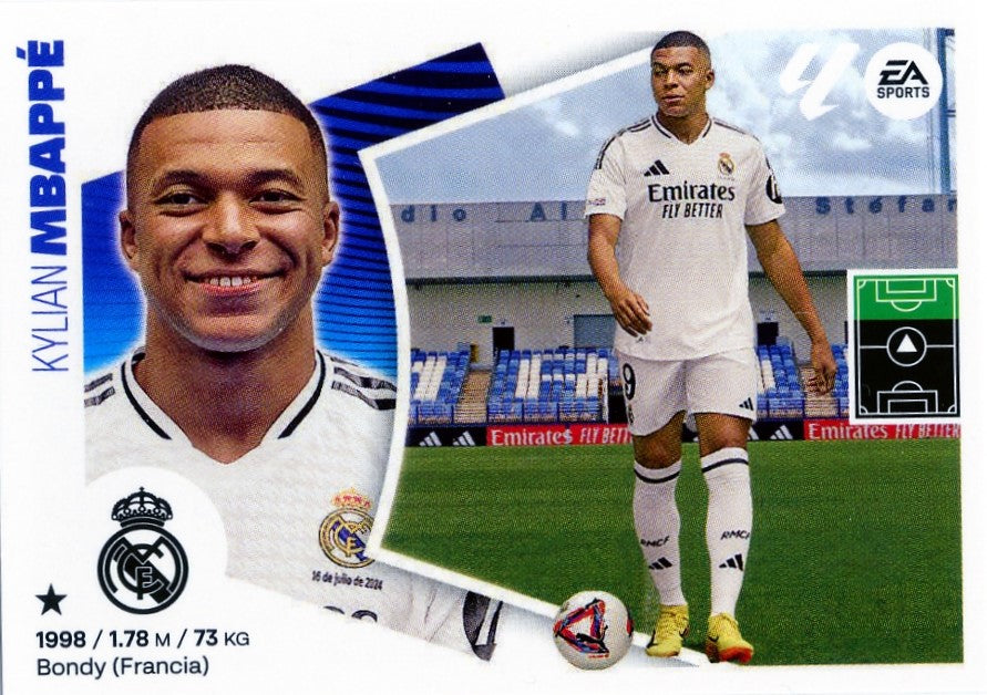 Real Madrid - ULTIMOS FICHAJES - #UF20 - MBAPPÉ - Panini Liga Este 2024/2025 - 1ª Imagen - 2ª Edición - World Trading Cards - Tarjeta Fútbol - Cromo RAW