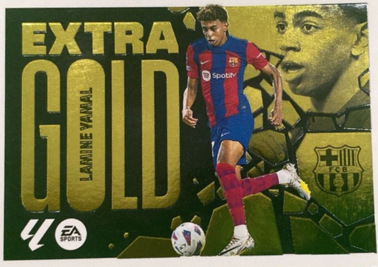 Barcelona - EXTRA GOLD - #4 - Lamine Yamal - Panini Liga Este 2024/2025 - 1st Edition - World Trading Cards - Soccer Card - RAW Sticker