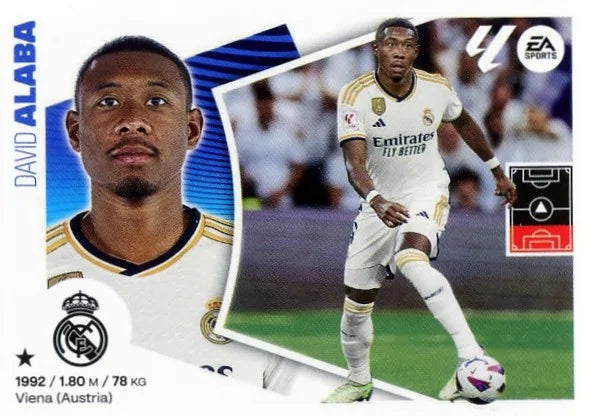 Liga Este-2024-25-Panini-Cromo Trading Card Fútbol- Alaba- Real Madrid -7-Básico