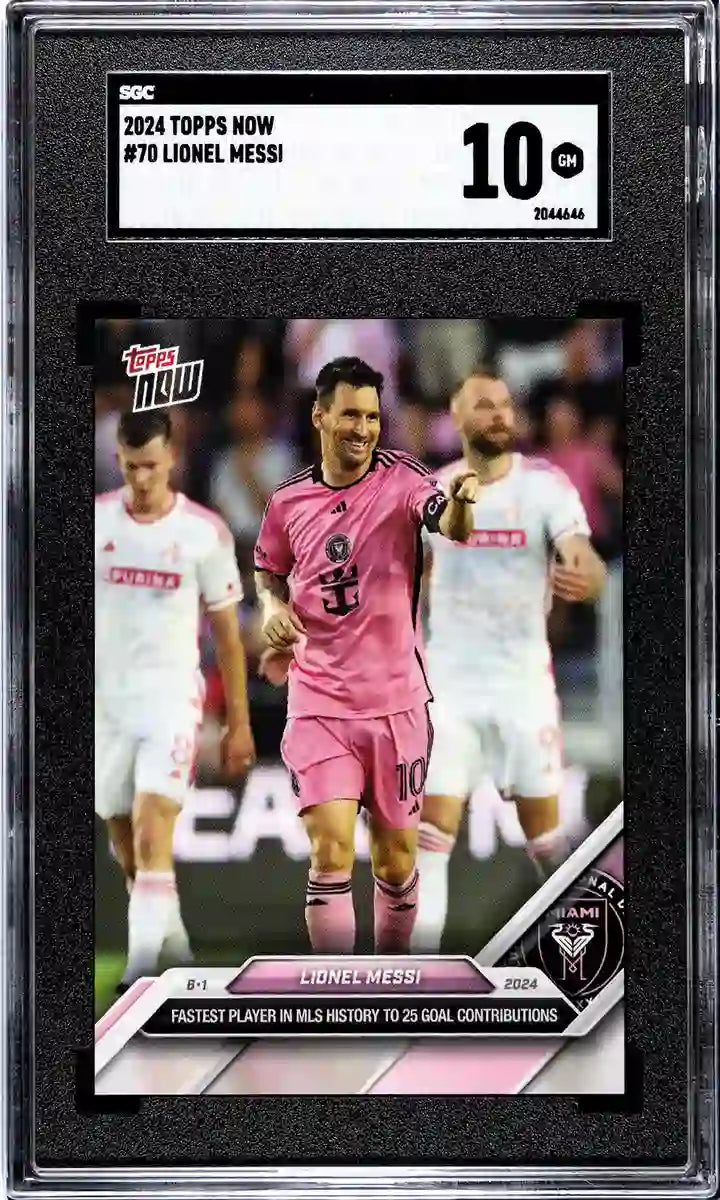 Lionel Messi - 2024 - Topps Now MLS - #70 - Inter Miami - SGC 10 - Blue - Numbered 19/49 - World Trading Cards - Soccer Card - Chrome Graded