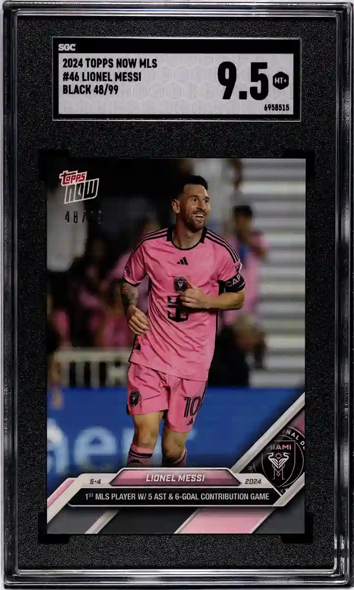 Lionel Messi - 2024 - Topps Now MLS - #46 - Inter Miami - SGC 9.5 - Black - Numbered 48/99 - World Trading Cards - Soccer Card - Chrome Graded