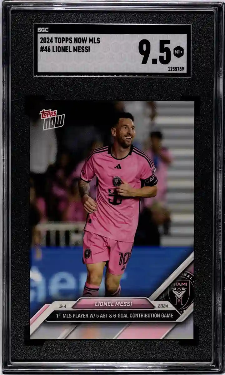 Lionel Messi - 2024 - Topps Now MLS - #46 - Inter Miami - SGC 9.5 - Black - Numbered 48/99 - World Trading Cards - Soccer Card - Chrome Graded