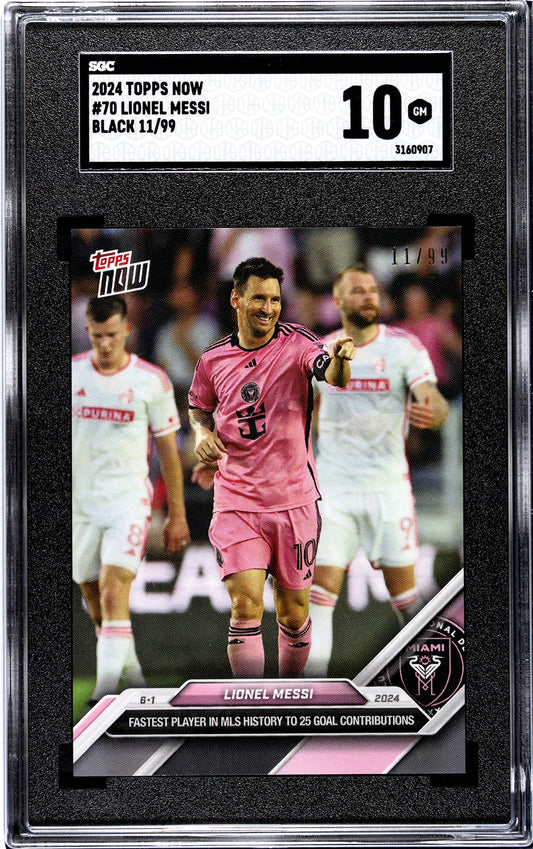 Lionel Messi - 2024 - Topps Now MLS - #70 - Inter Miami - SGC 10 - Black - Numerada 11/99 - World Trading Cards - Tarjeta Fútbol - Cromo Graded