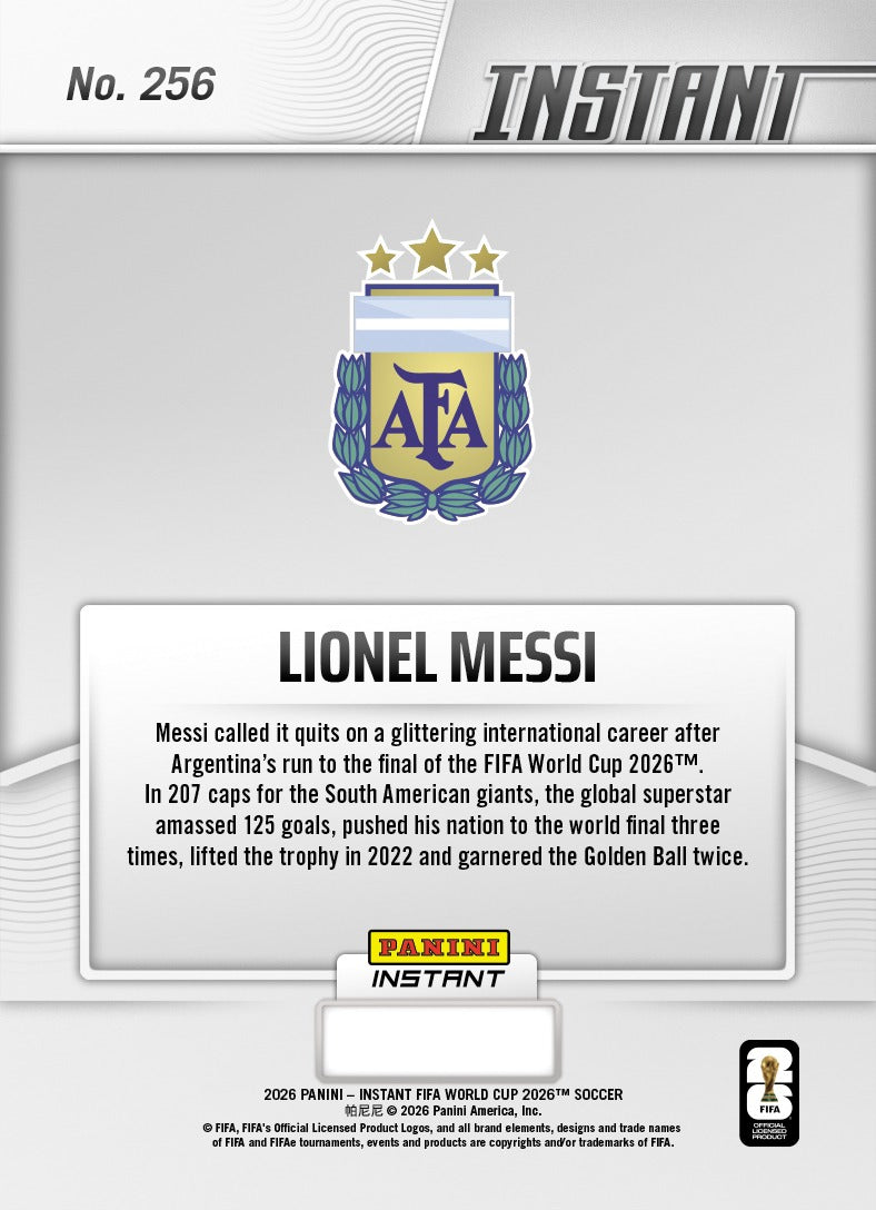 PIWC256 | Panini | FIFA World Cup | 2026 | PANINI INSTANT | Lionel Messi | Base | Exclusive USA | Limited Editions