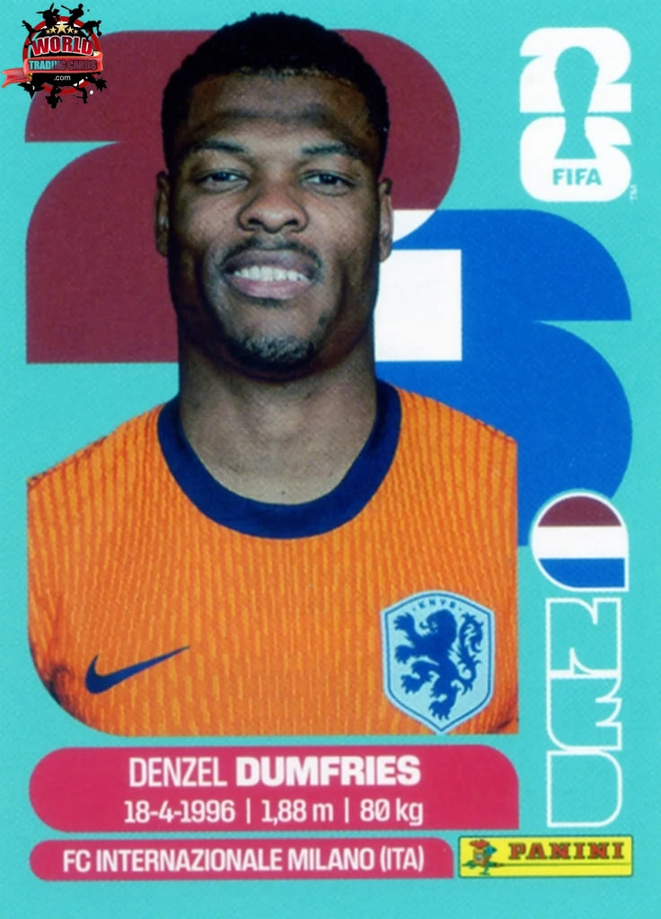 #NED006 | Panini | Fifa World Cup Stickers | 2026 | Denzel Dumfries | Netherlands | Base - International version