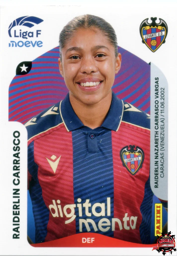 Cromo Trading Card Fútbol-Raiderlin Carrasco-Levante UD-Panini Liga F Moeve 2025-2026-232-Basico