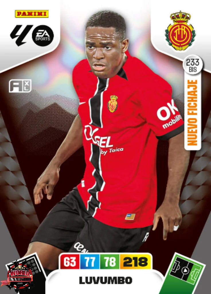 #233 Bis | Adrenalyn XL | La Liga | 2025-2026 | Luvumbo  | RCD Mallorca | Nuevo Fichaje