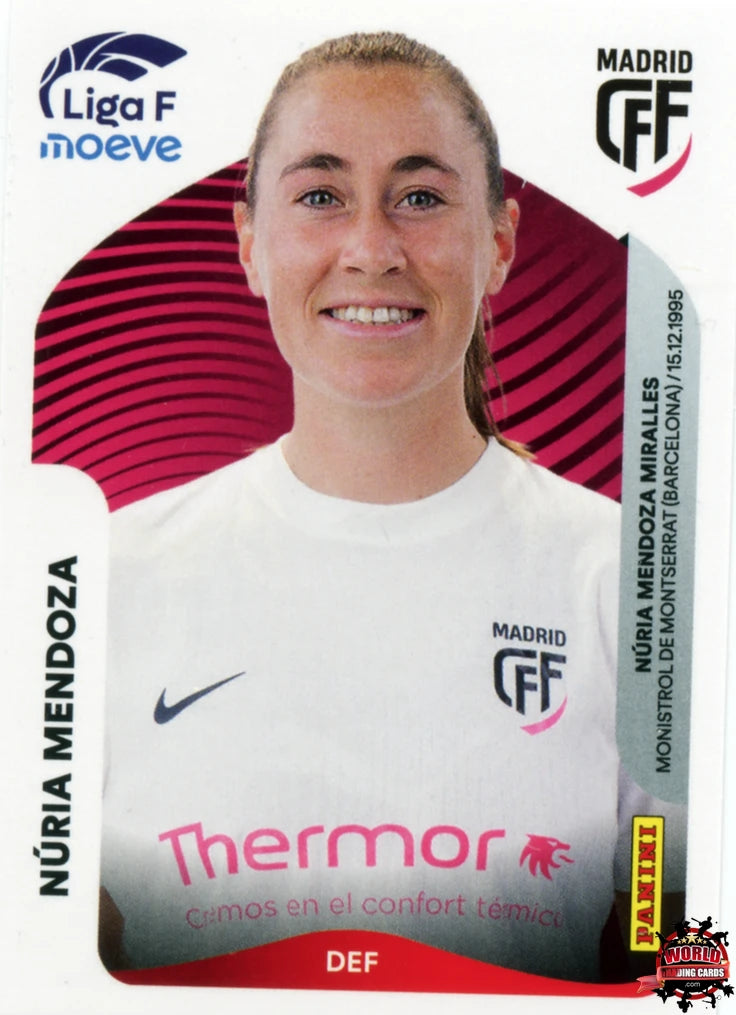 Cromo Trading Card Fútbol-Núria Mendoza-Madrid CFF-Panini Liga F Moeve 2025-2026-248-Basico