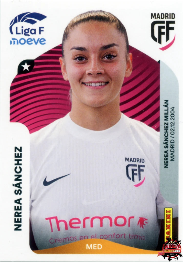 Cromo Trading Card Fútbol-Nerea Sánchez-Madrid CFF-Panini Liga F Moeve 2025-2026-253 B -Basico
