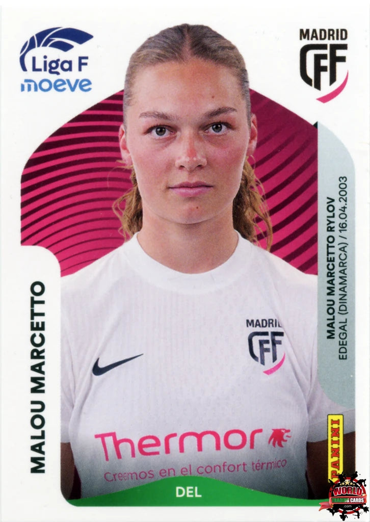 Cromo Trading Card Fútbol-Malou Marcetto-Madrid CFF-Panini Liga F Moeve 2025-2026-256-Basico