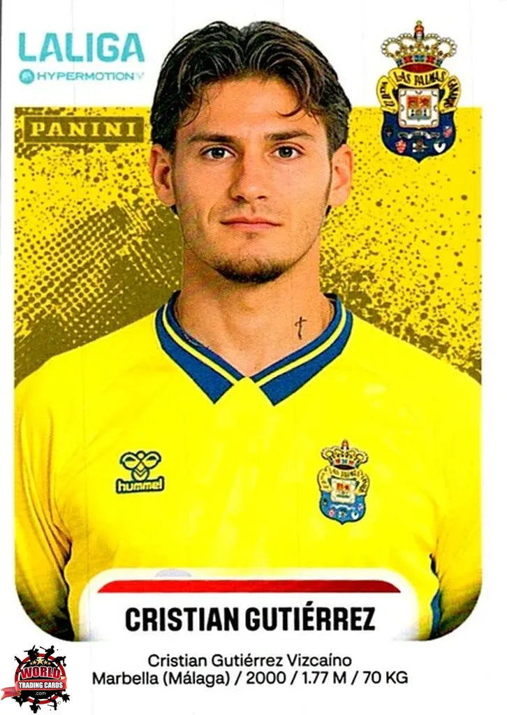 Cromo Trading Card Fútbol-Cristian Gutiérrez-UD Las Palmas-Panini La Liga HypermotionV 2025-2026-257B-Basico