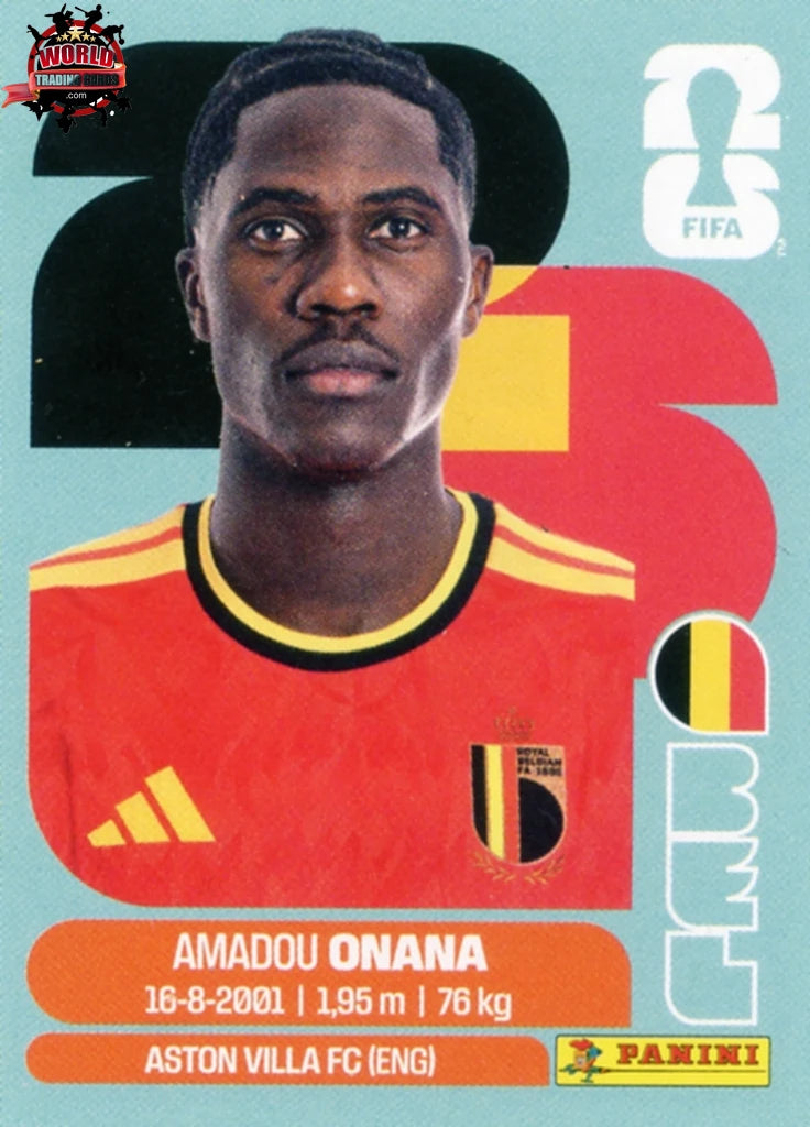 #BEL010 | Panini | Fifa World Cup Stickers | 2026 | Amadou Onana | Belgium | Base