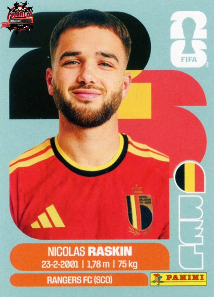 #BEL011 | Panini | Fifa World Cup Stickers | 2026 | Nicolas Raskin | Belgium | Base