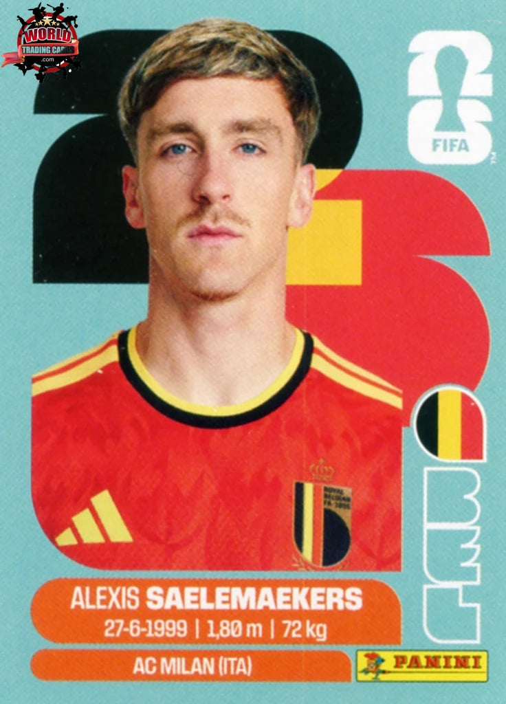 #BEL012 | Panini | Fifa World Cup Stickers | 2026 | Alexis Saelemaekers | Belgium | Base