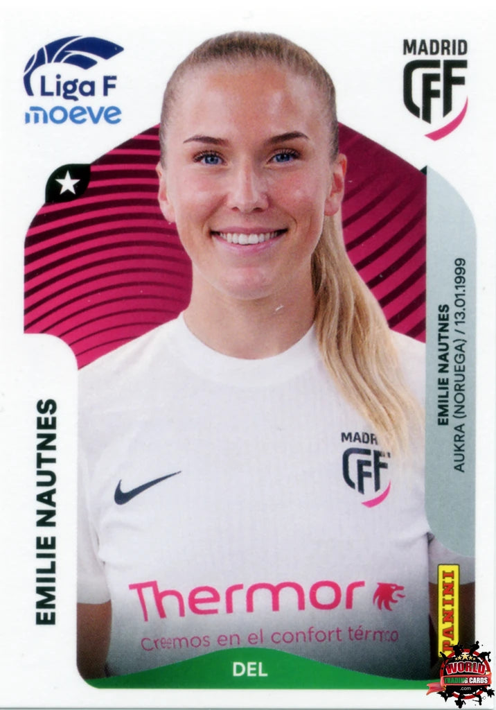 Cromo Trading Card Fútbol-Emilie Nautnes-Madrid CFF-Panini Liga F Moeve 2025-2026-260-Basico