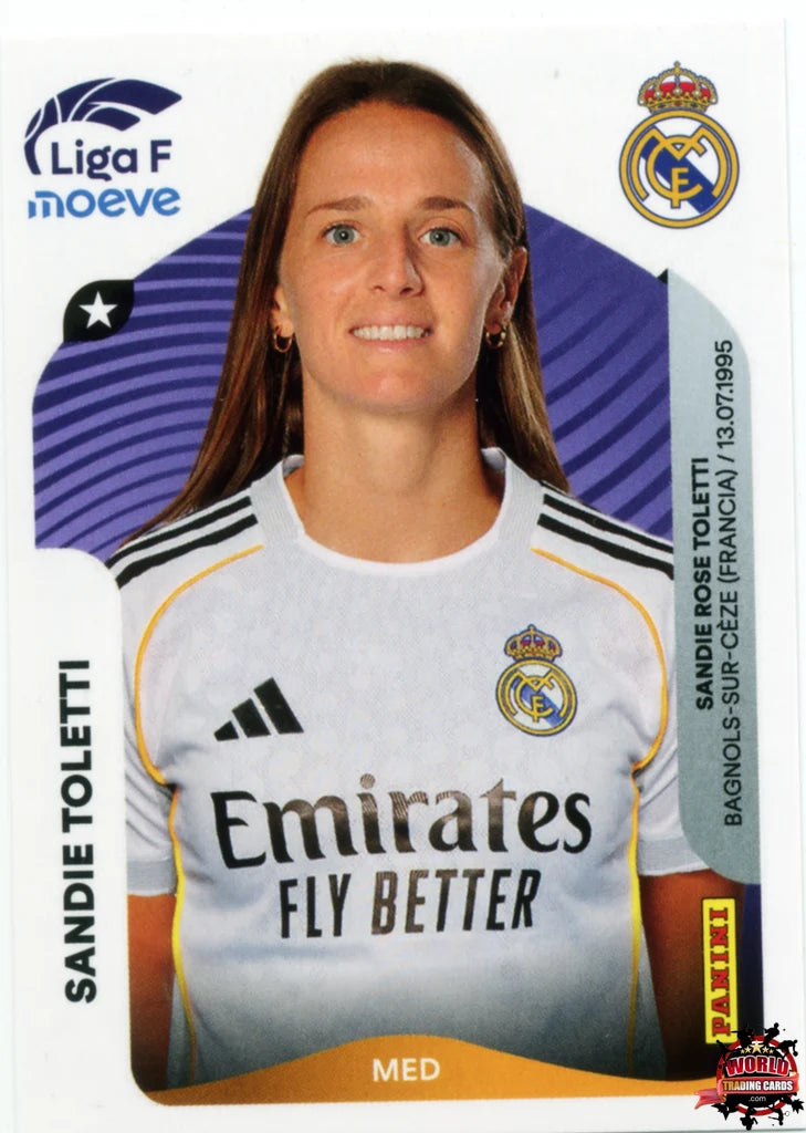 Cromo Trading Card Fútbol-Sandie Toletti-Real Madrid-Panini Liga F Moeve 2025-2026-272 A -Basico