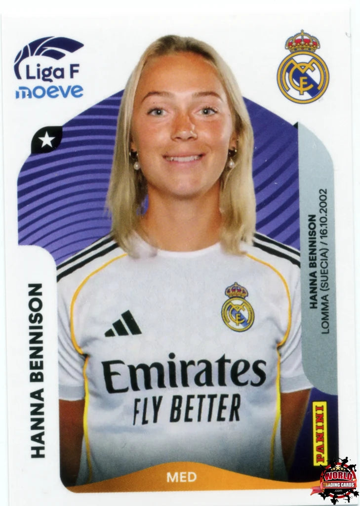 Cromo Trading Card Fútbol-Hanna Bennison-Real Madrid-Panini Liga F Moeve 2025-2026-272 B -Basico