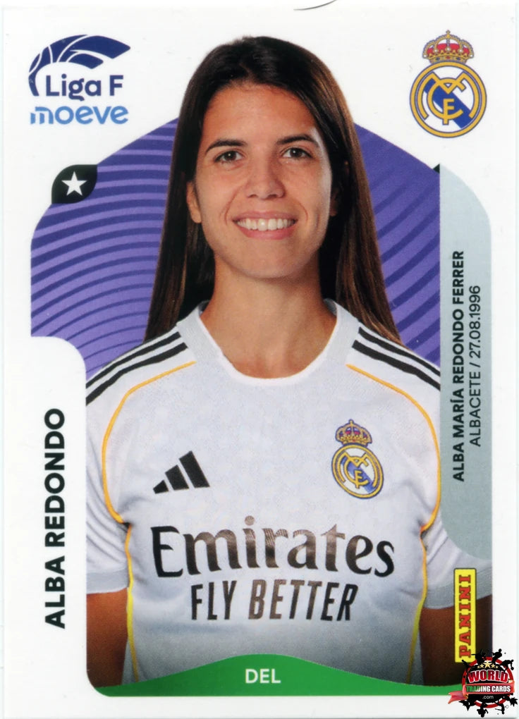 Cromo Trading Card Fútbol-Alba Redondo-Real Madrid-Panini Liga F Moeve 2025-2026-279 A -Basico