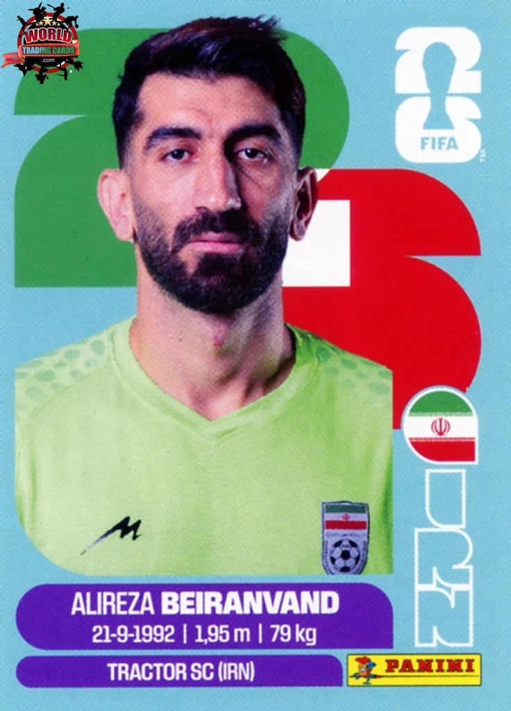 #IRN002 | Panini | Fifa World Cup Stickers | 2026 | Alirez Beiranvand | Iran | Base - International version