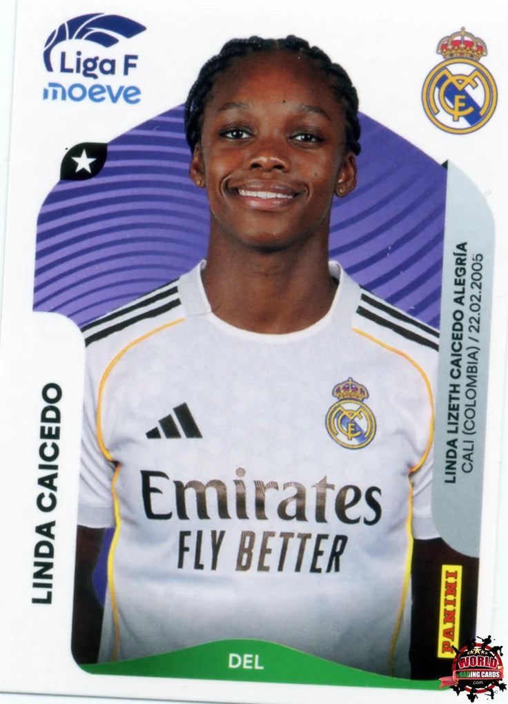 Cromo Trading Card Fútbol-Linda Caicedo-Real Madrid-Panini Liga F Moeve 2025-2026-280-Basico