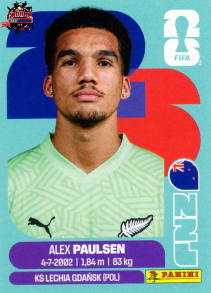 #NZL003 | Panini | Fifa World Cup Stickers | 2026 | Alex Paulsen | New Zealand | Base - International version