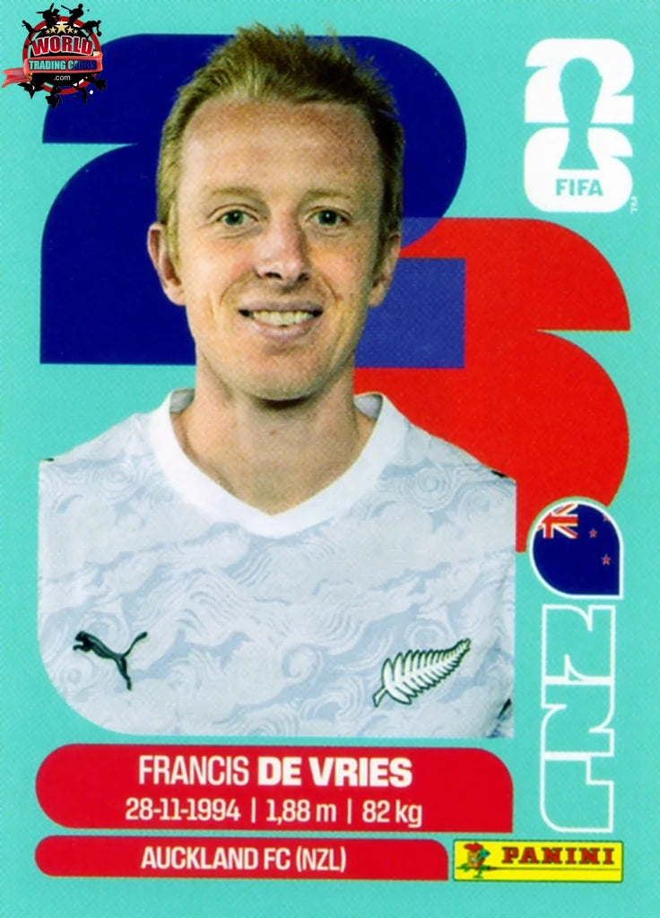 #NZL008 | Panini | Fifa World Cup Stickers | 2026 | Francis de Vries | New Zealand | Base - International version