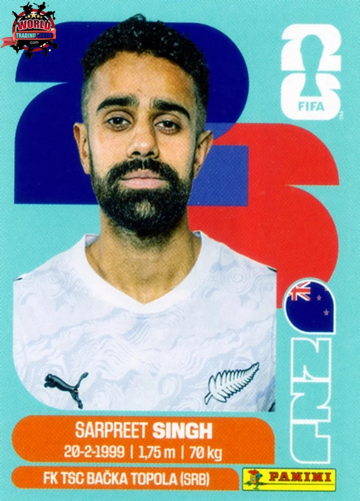 #NZL011 | Panini | Fifa World Cup Stickers | 2026 | Sarpreet Singh | New Zealand | Base - International version