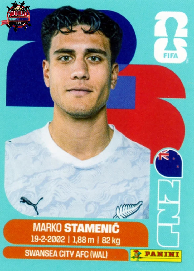 #NZL015 | Panini | Fifa World Cup Stickers | 2026 | Marko Stamenić | New Zealand | Base - International version