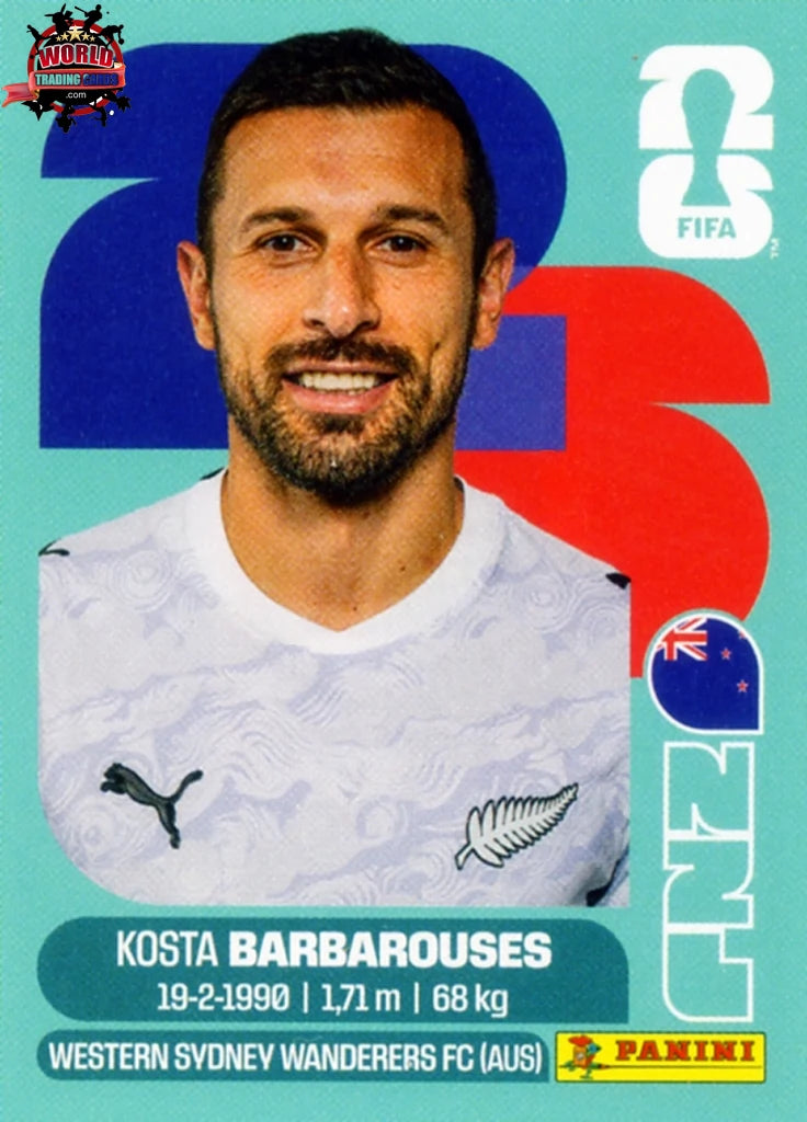 #NZL020 | Panini | Fifa World Cup Stickers | 2026 | Kosta Barbarouses | New Zealand | Base - International version