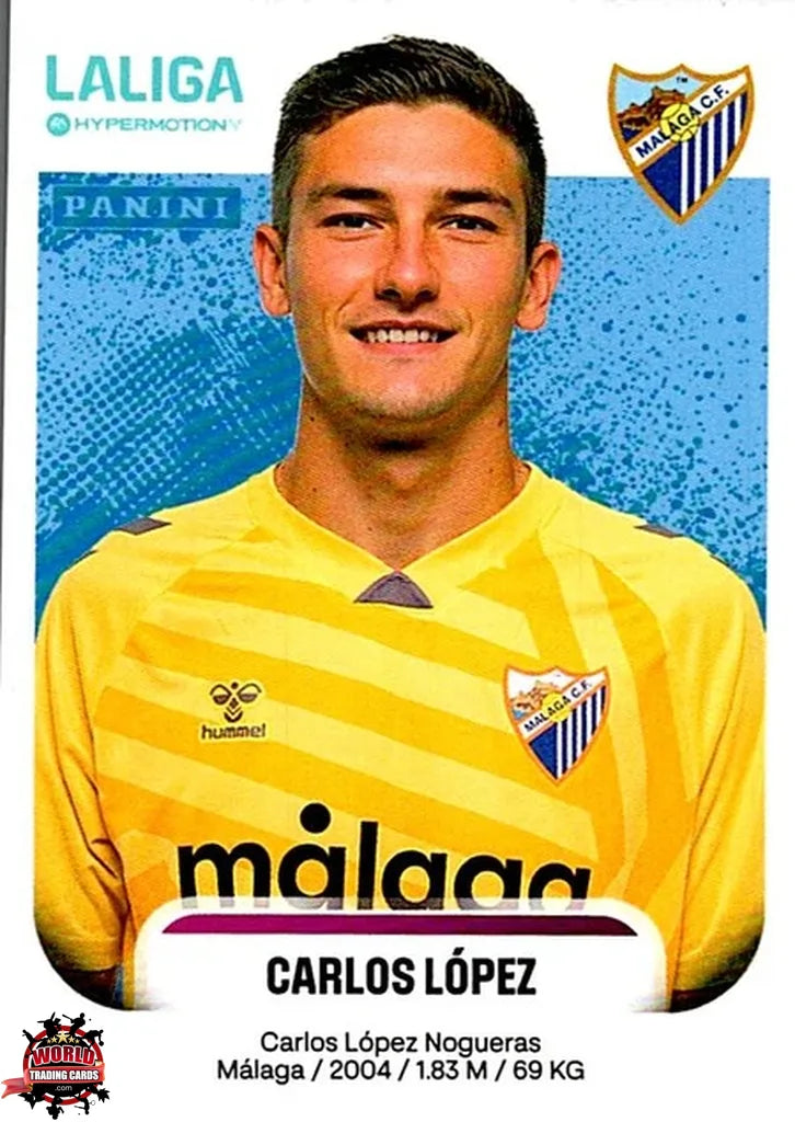 Cromo Trading Card Fútbol-Carlos López-Málaga CF-Panini La Liga HypermotionV 2025-2026-290-Basico