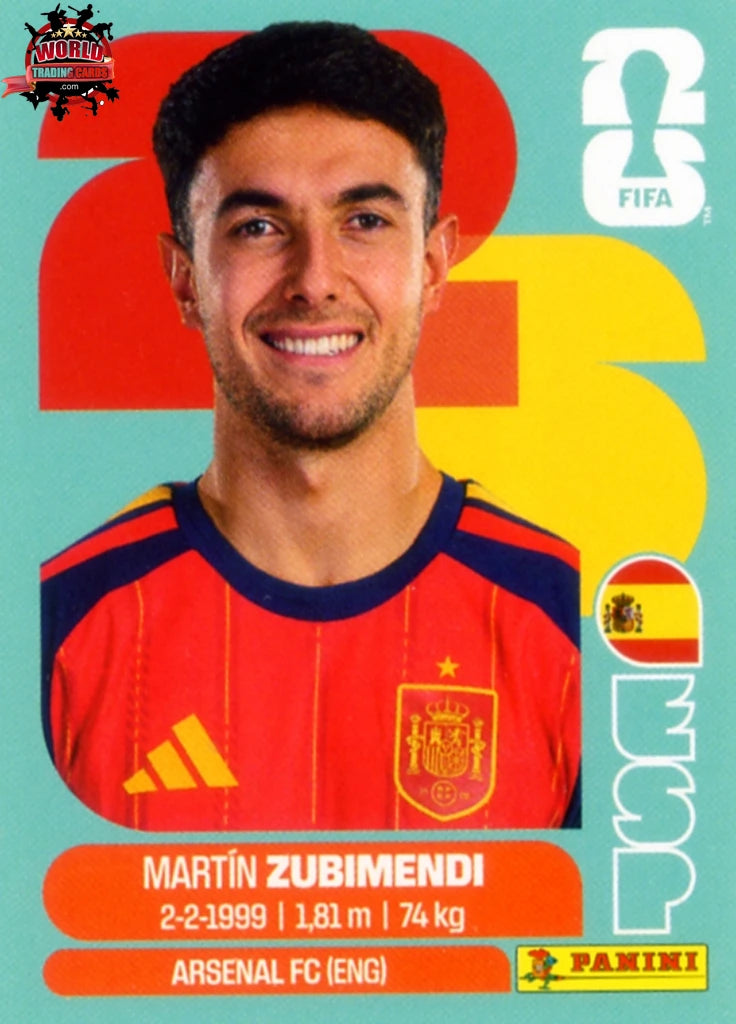 #ESP009 | Panini | Fifa World Cup Stickers | 2026 | Martín Zubimendi | Spain | Base - International version