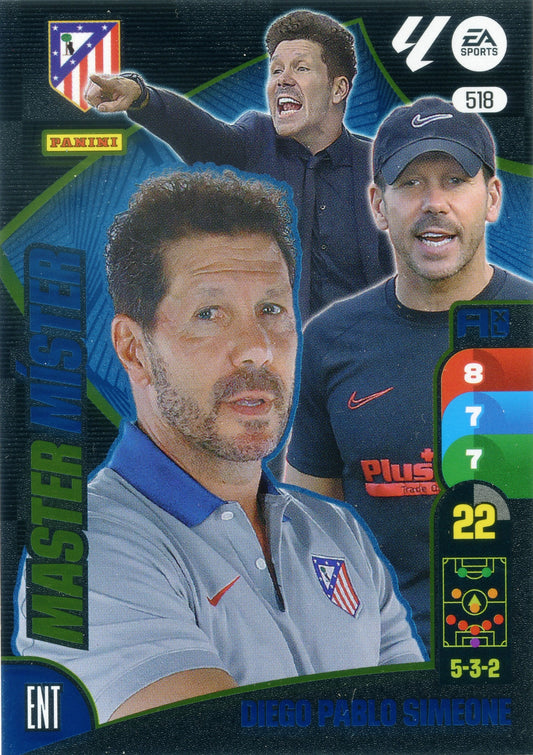 Panini Adrenalyn XL La Liga 2024/2025 - #518-. Diego Pablo Simeone - Atlético de Madrid - Master Míster - 2ª Edición, Cromo RAW