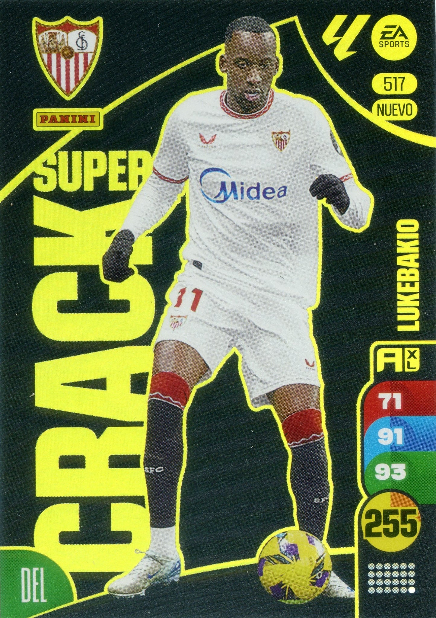 Panini Adrenalyn XL La Liga 2024/2025 - #517-. Lukebakio - Sevilla FC - Super Cracks  - 2ª Edición, Cromo RAW