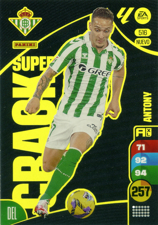 Panini Adrenalyn XL La Liga 2024/2025 - #516 NUEVO-. Antony - Real Betis - Super Cracks  - 2ª Edición, Cromo RAW