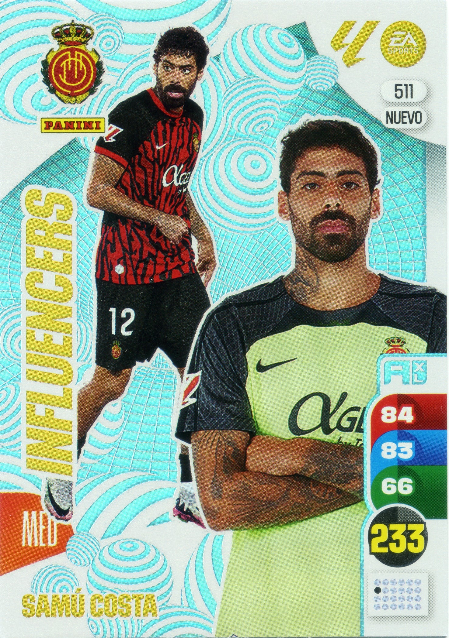 Samu Costa - Panini Adrenalyn XL La Liga 2024/2025 - #511 NUEVO - RCD Mallorca - Influencers