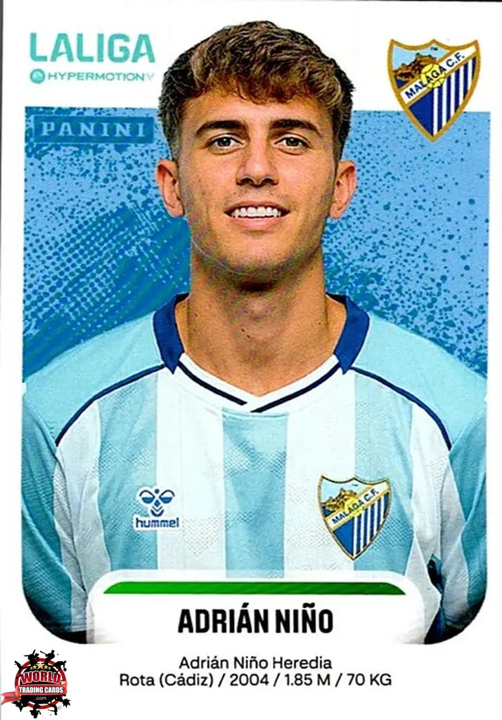 Cromo Trading Card Fútbol-Adrián Niño-Málaga CF-Panini La Liga HypermotionV 2025-2026-304-Basico