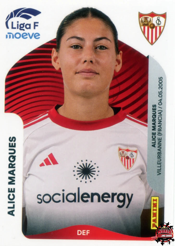 Cromo Trading Card Fútbol-Alice Marques-Sevilla FC-Panini Liga F Moeve 2025-2026-308 A -Basico