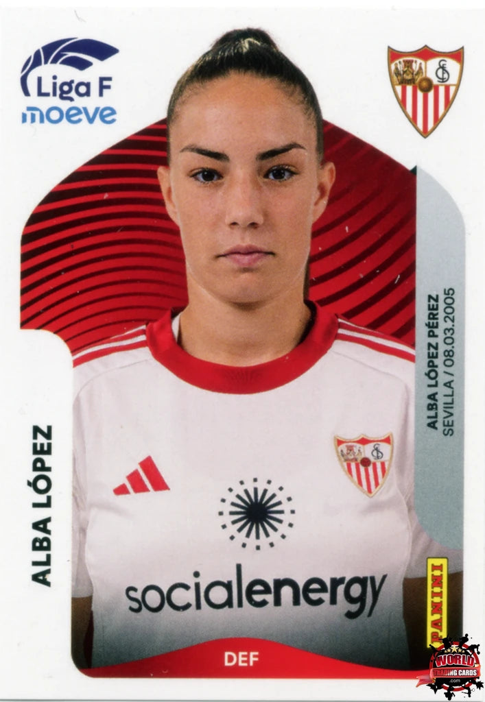 Cromo Trading Card Fútbol-Alba López-Sevilla FC-Panini Liga F Moeve 2025-2026-308 B -Basico