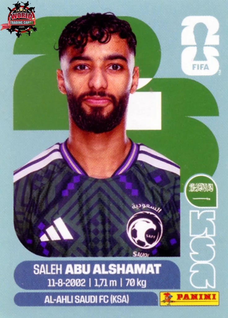 #KSA014 | Panini | Fifa World Cup Stickers | 2026 | Saleh Abu Alshamat | Saudi Arabia | Base - International version